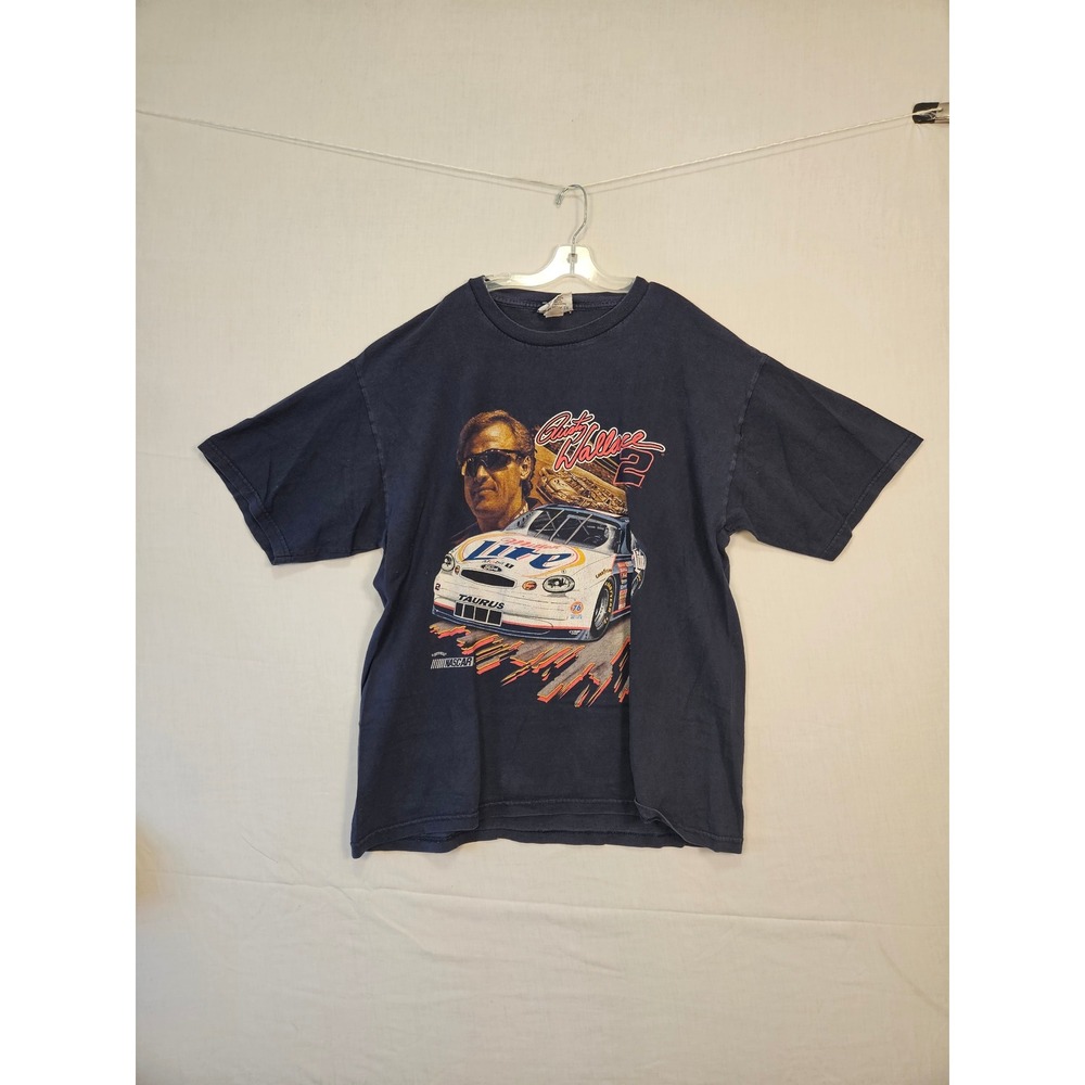Vintage Chase Authentics Rusty Wallace Miller Lite NASCAR T-Shirt Navy XL 3072